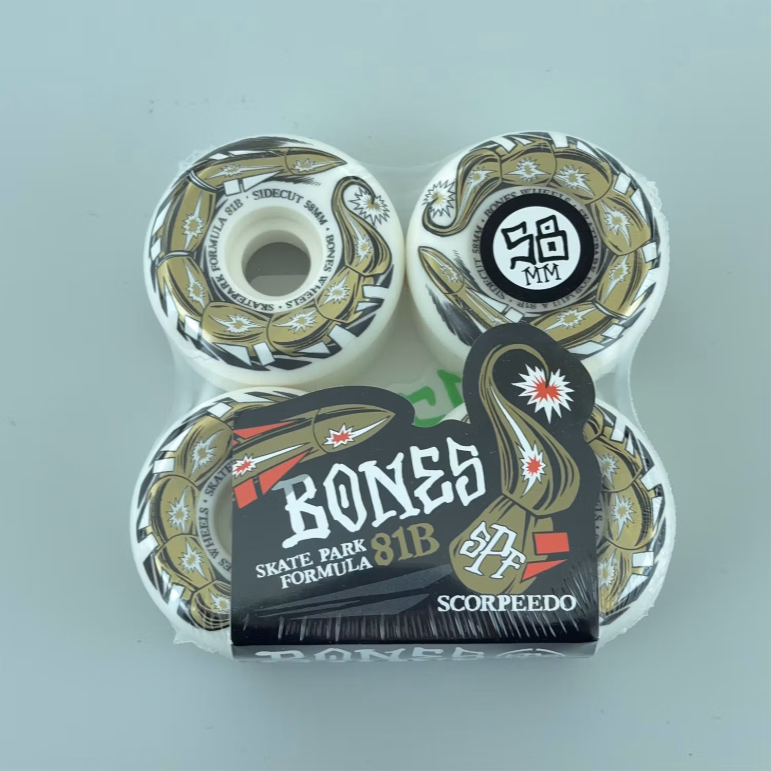 Bones SPF Skateperk Formula Scorpeedo P5 sidecut Skateboard Wheels 81b 58mm packaging – Nordic Skateboard Supply