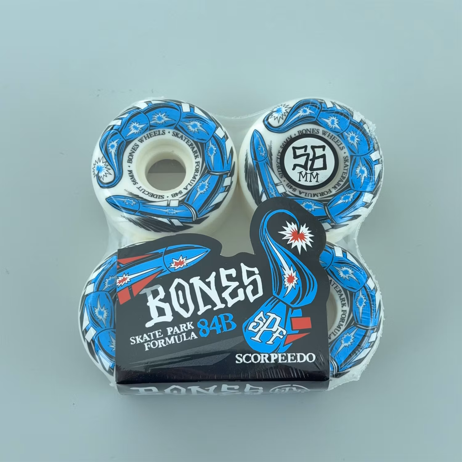 Bones SPF Skateperk Formula Scorpeedo P5 sidecut Skateboard Wheels 84b 56mm packaging – Nordic Skateboard Supply