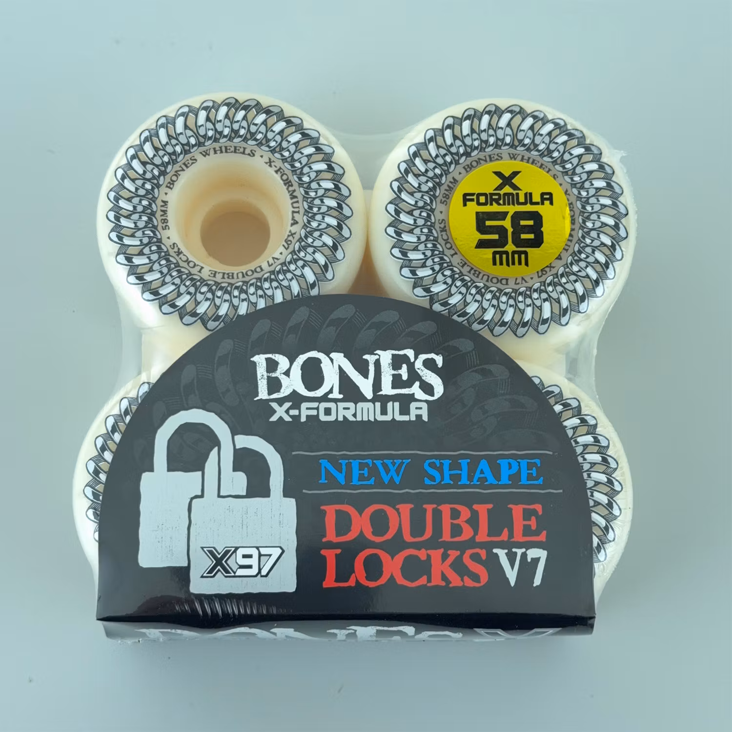 Bones Wheels X Formula Double Lock V7 Skateboard Wheels 97a 58mm packaging – Nordic Skateboard Supply
