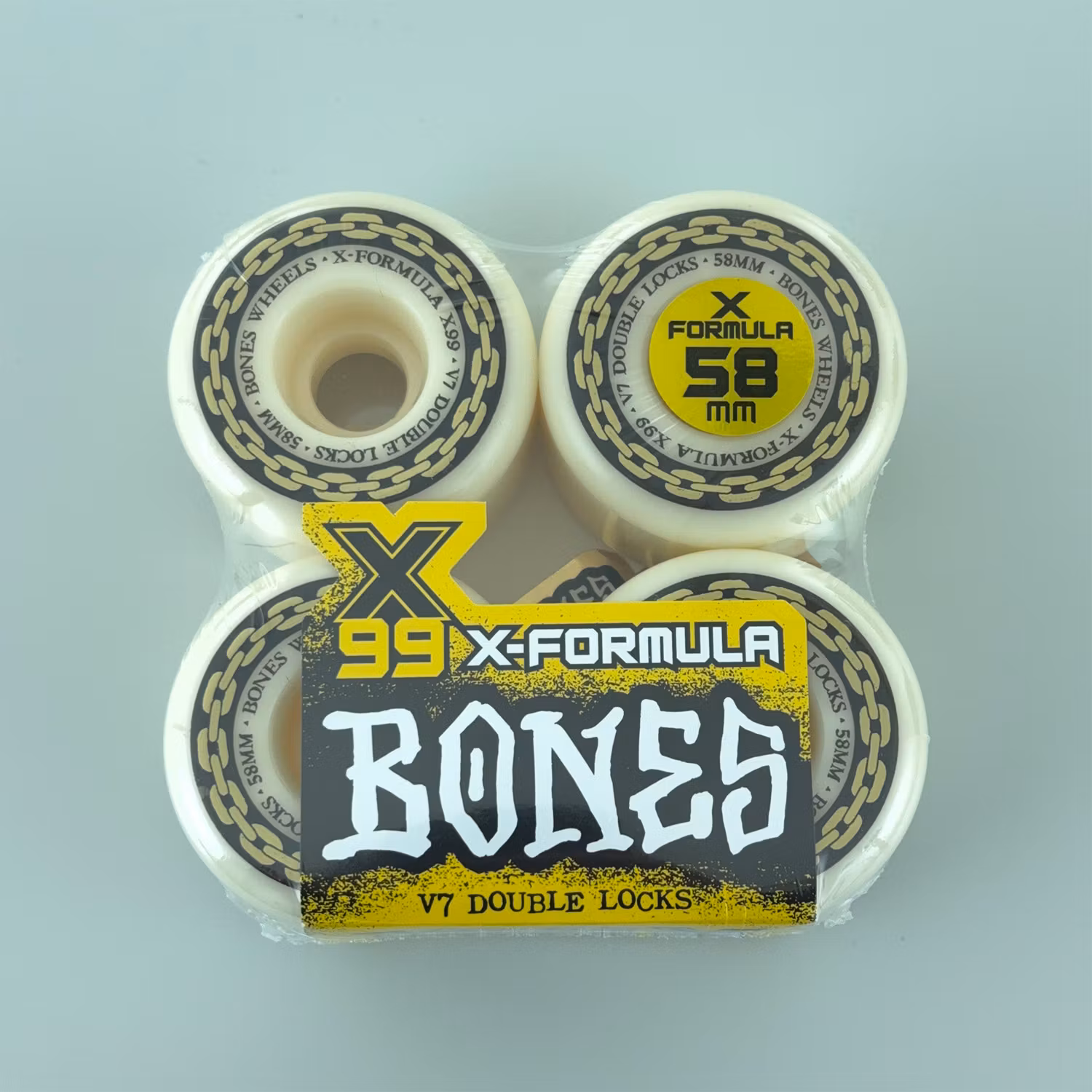 Bones Wheels X Formula Double Lock V7 Skateboard Wheels 99a 58mm packaging – Nordic Skateboard Supply
