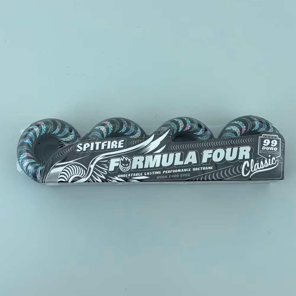Spitfire Wheels Formula Four Classic Skateboard Wheels 99a 53mm Teal Black Swirl packaging – Nordic Skateboard Supply