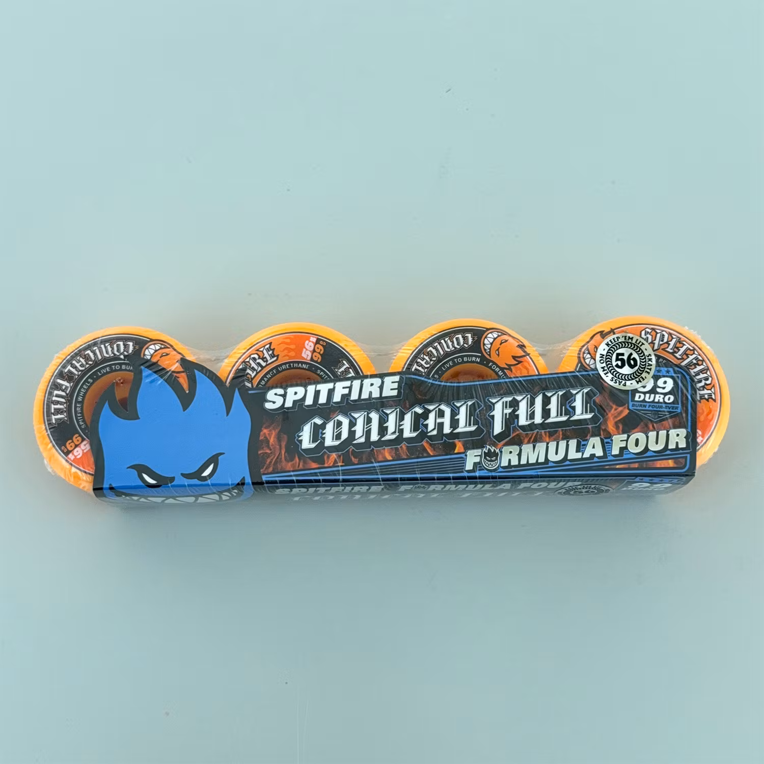Spitfire Wheels Formula Four Conical Full Orange Skateboard Wheels 99a 56mm packaging – Nordic Skateboard Supply