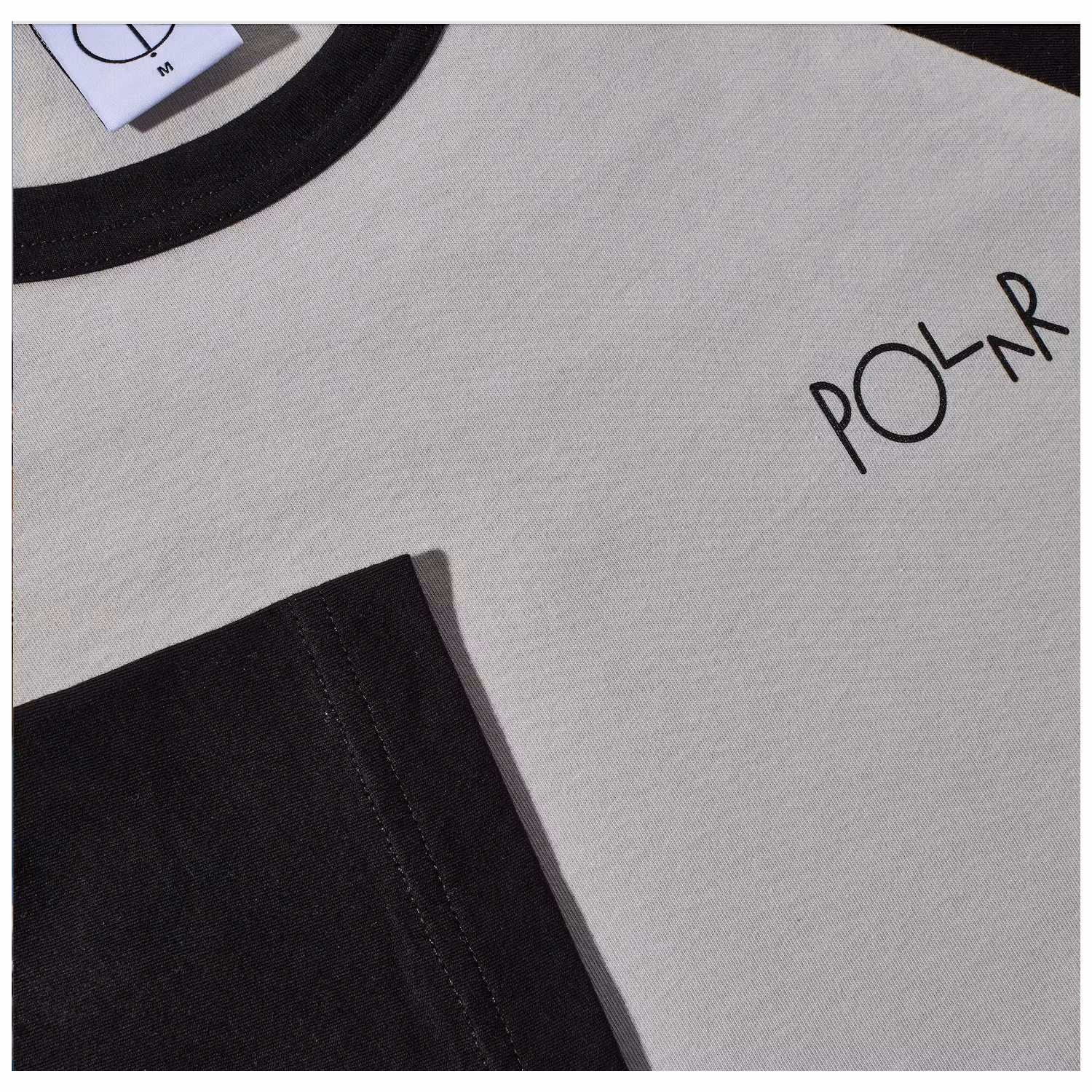 Polar Skate Co 3/4 Sleeve Tee Black Silver pokcet - Nordic Skateboard Supply