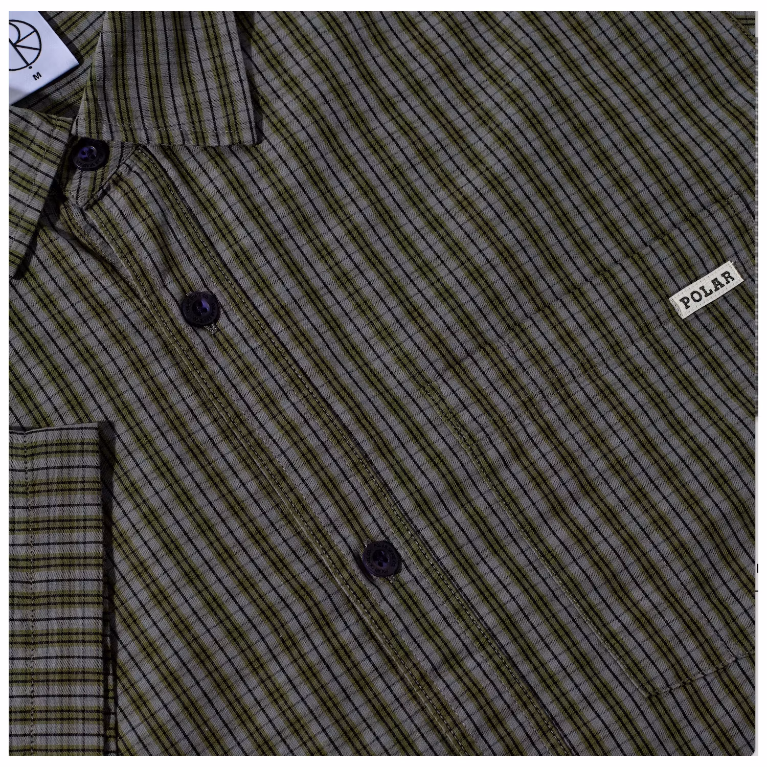 Polar Skate Co Mitchell Shirt Black Green neck - Nordic Skateboard Supply