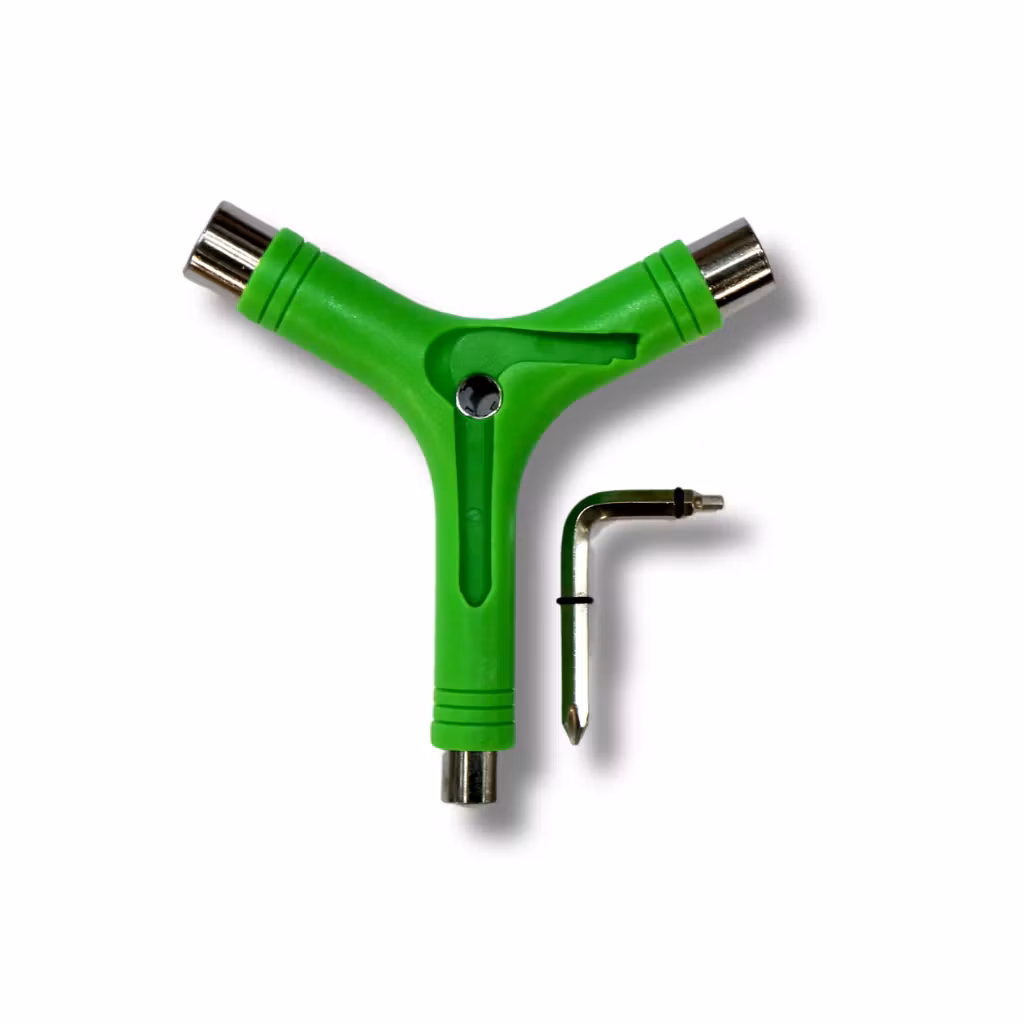 Skateboard Y Tool With Rethreader green back side – Nordic Skateboard Supply