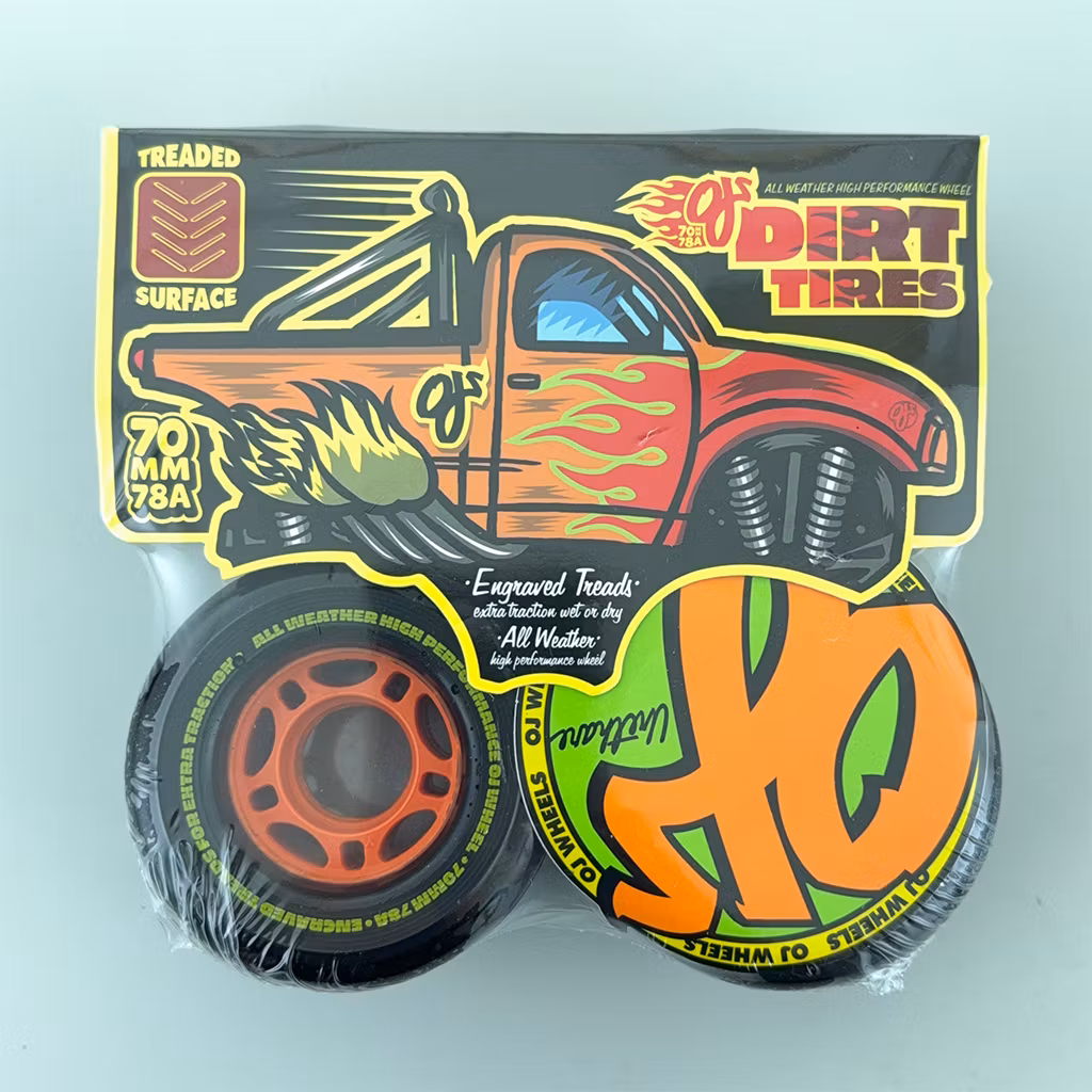 OJ Wheels Thunder Juice Offroad Dirt Tires Cruiser Skateboard Wheels 78a 70mm packaging back – Nordic Skateboard Supply