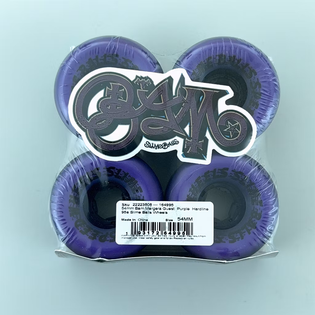 Slime Balls Wheels Bam Margera Guest Hardline Skateboard Wheels 95a 54mm Purple sticker – Nordic Skateboard Supply