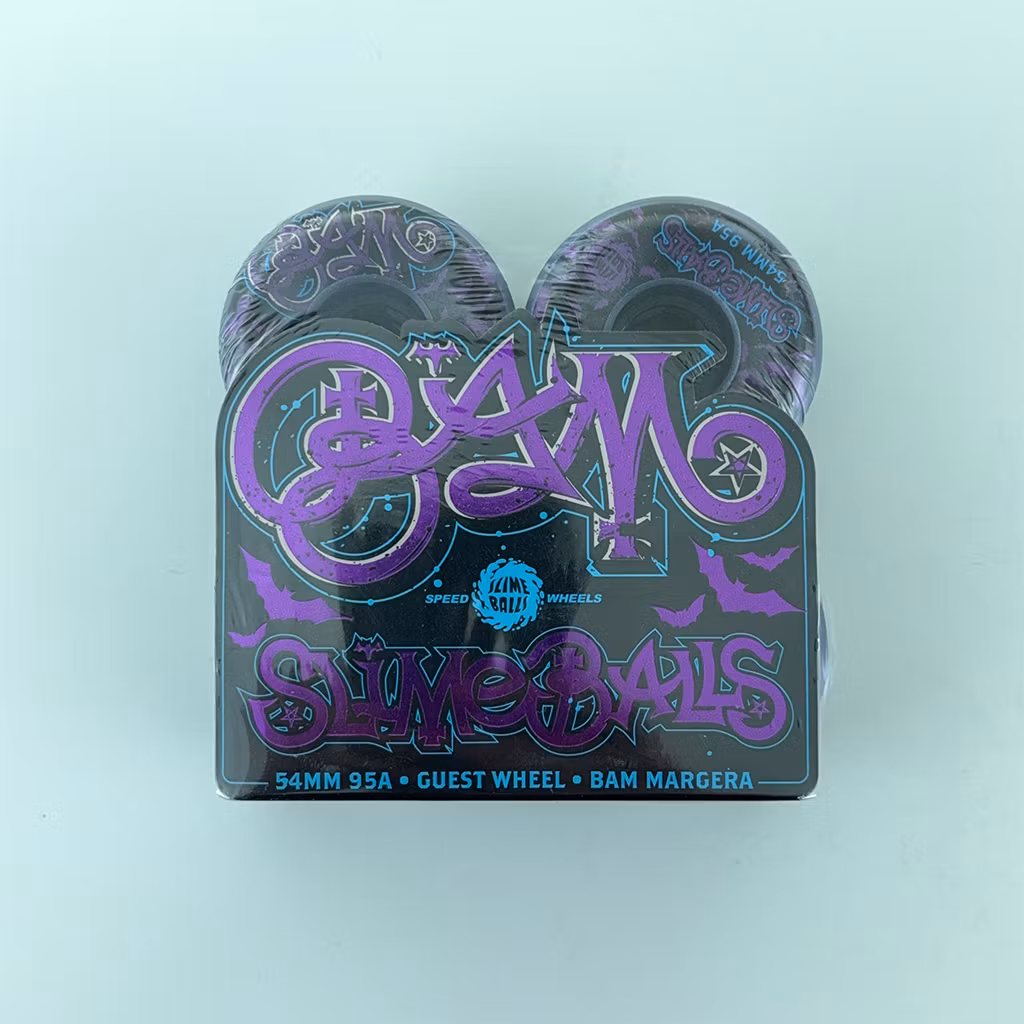 Slime Balls Wheels Bam Margera Guest Hardline Skateboard Wheels 95a 54mm Purple packaging – Nordic Skateboard Supply