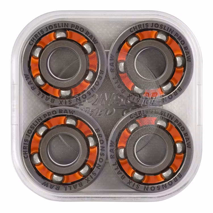 Bronson RAW Shieldless Chris Joslin Skateboard Bearings 6 Ball back - Nordic Skateboard Supply