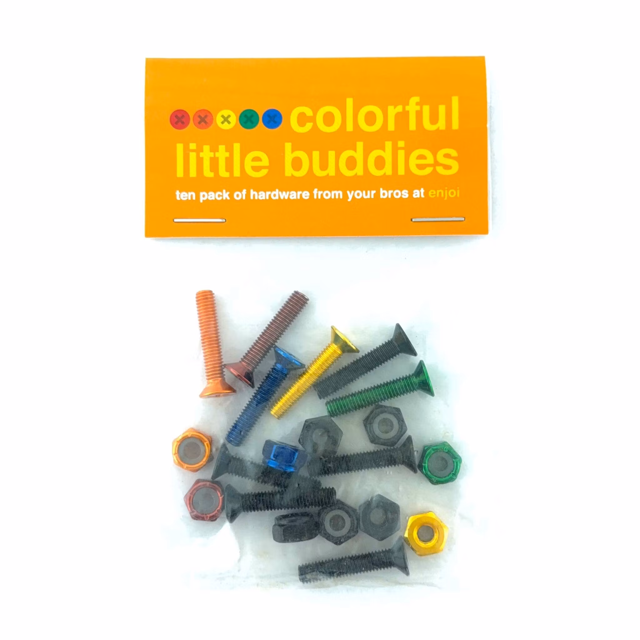 Enjoi Coulorful Little Buddies 1 inch Skateboard hardware Phillips packaging - Nordic Skateboard Supply