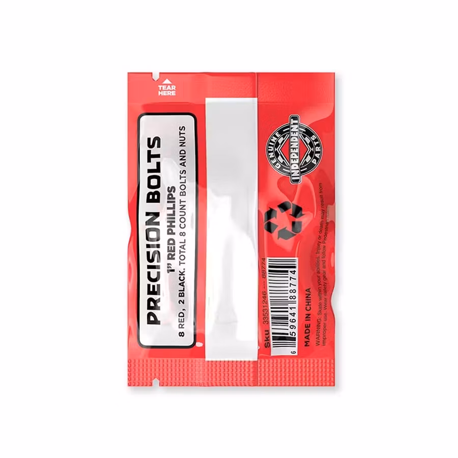 Independent Trucks Skateboard Mounting Bolts Hardware 1 inch Red phillips packaging back – Nordic Skateboard Supply