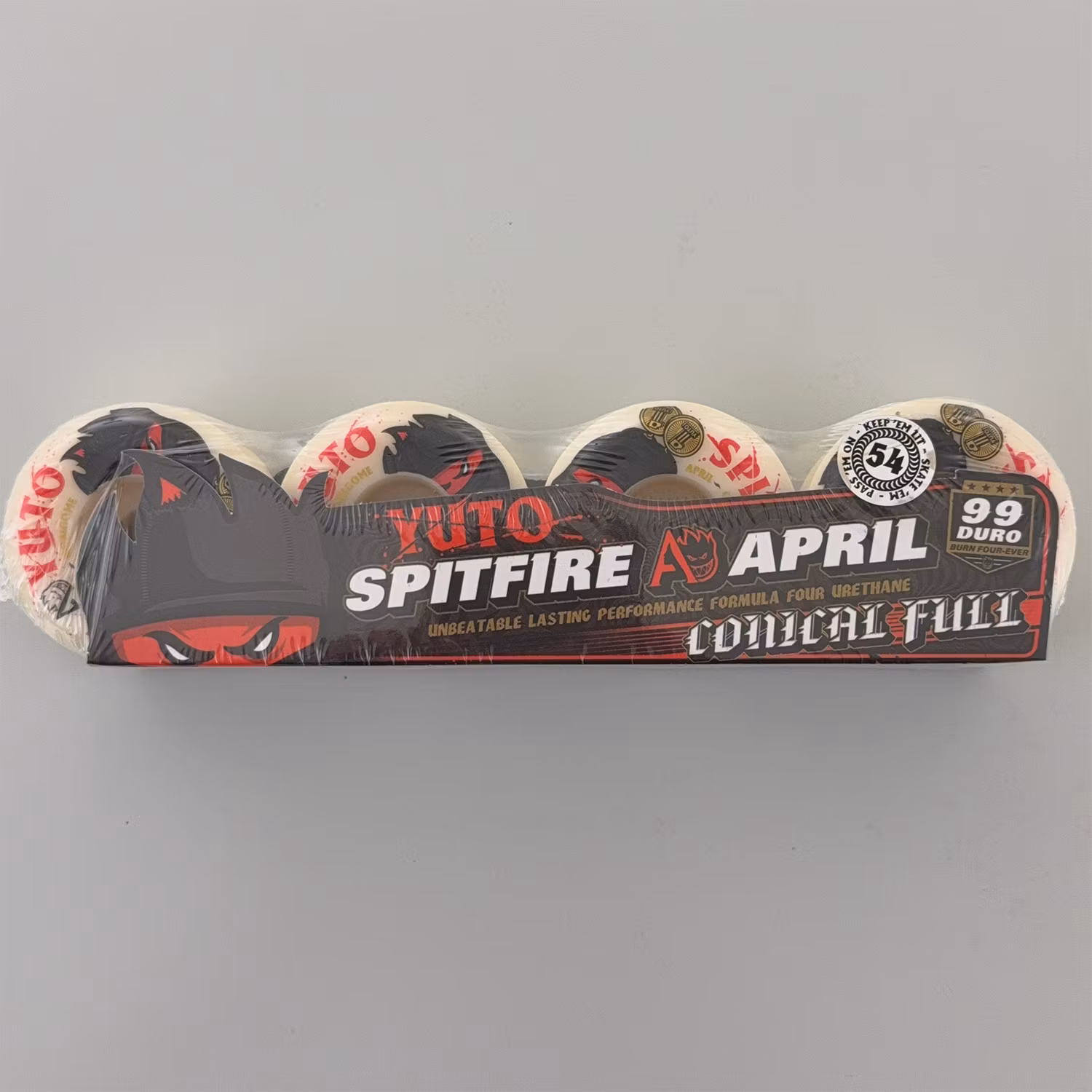 Spitfire Wheels Formula Four Conical Full April Yuto Skateboard Wheels 99a 54mm packaging – Nordic Skateboard Supply