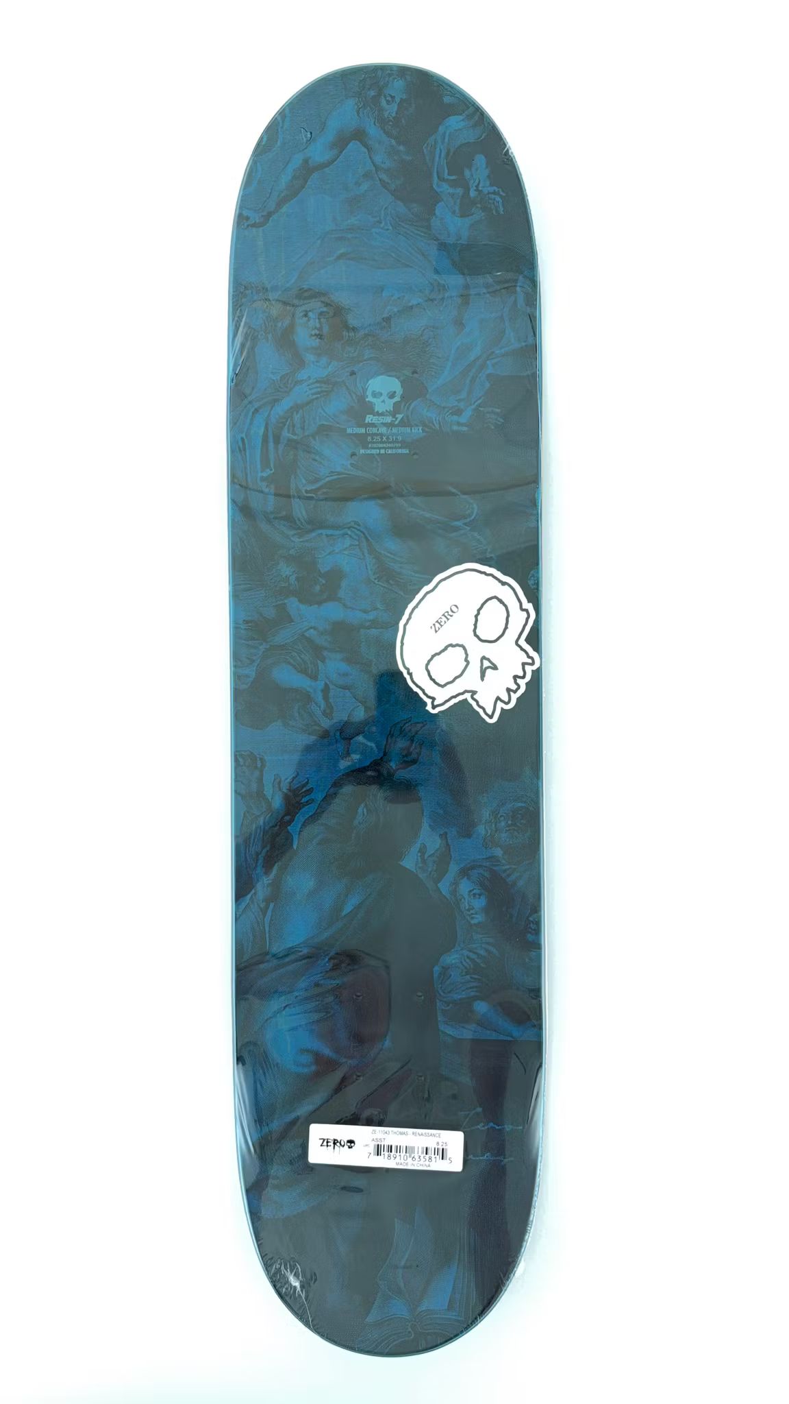 Combo Pack Zero Thomas Renaissance 8.25 inch top graphic X Snot Wheels Conical Ice Blue 99a 56mm - Nordic Skateboard Supply