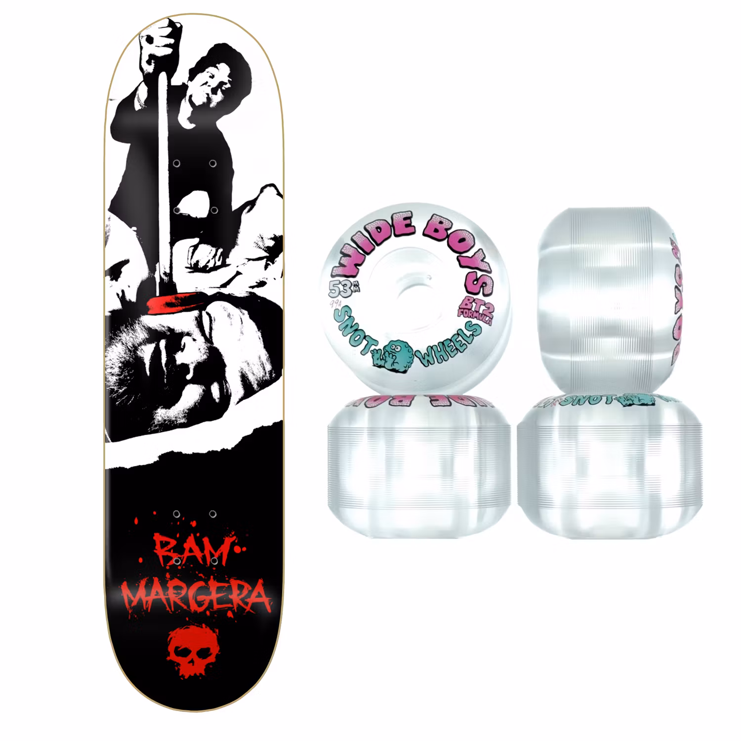 Combo Pack Zero Bam Viva La Bam 8,25 X Snot Wheels Wide Boys Clear 53mm 99a - Nordic Skateboard Supply