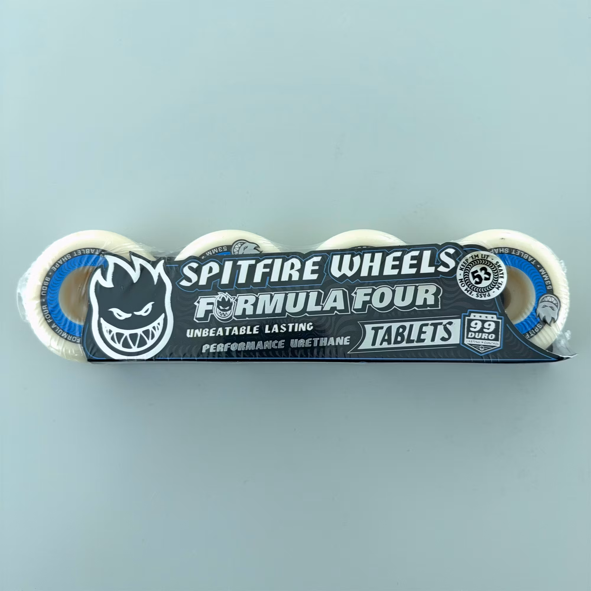 Spitfire Wheels Formula Four Tablets Skateboard Wheels 99a 53mm packaging – Nordic Skateboard Supply