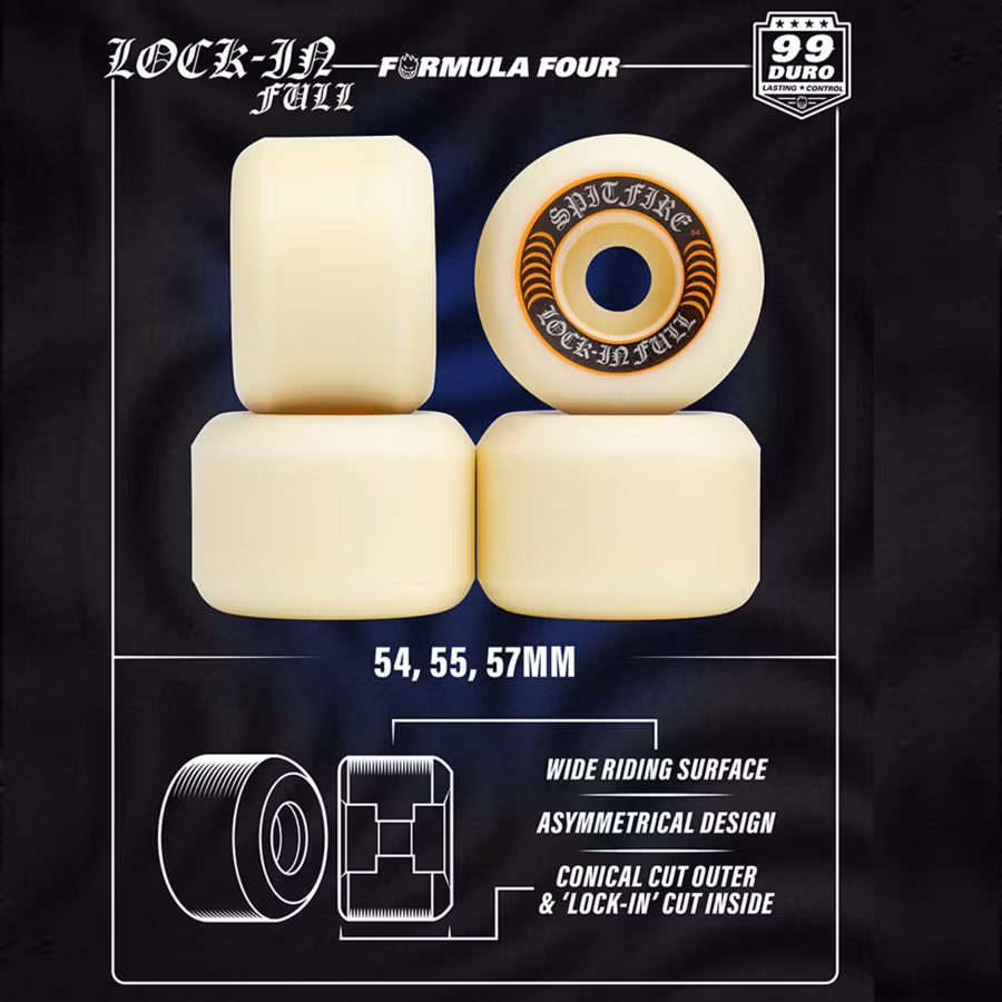Spitfire Wheels Formula Four Lockin Full Skateboard Wheels 99a 54mm specs – Nordic Skateboard Supply