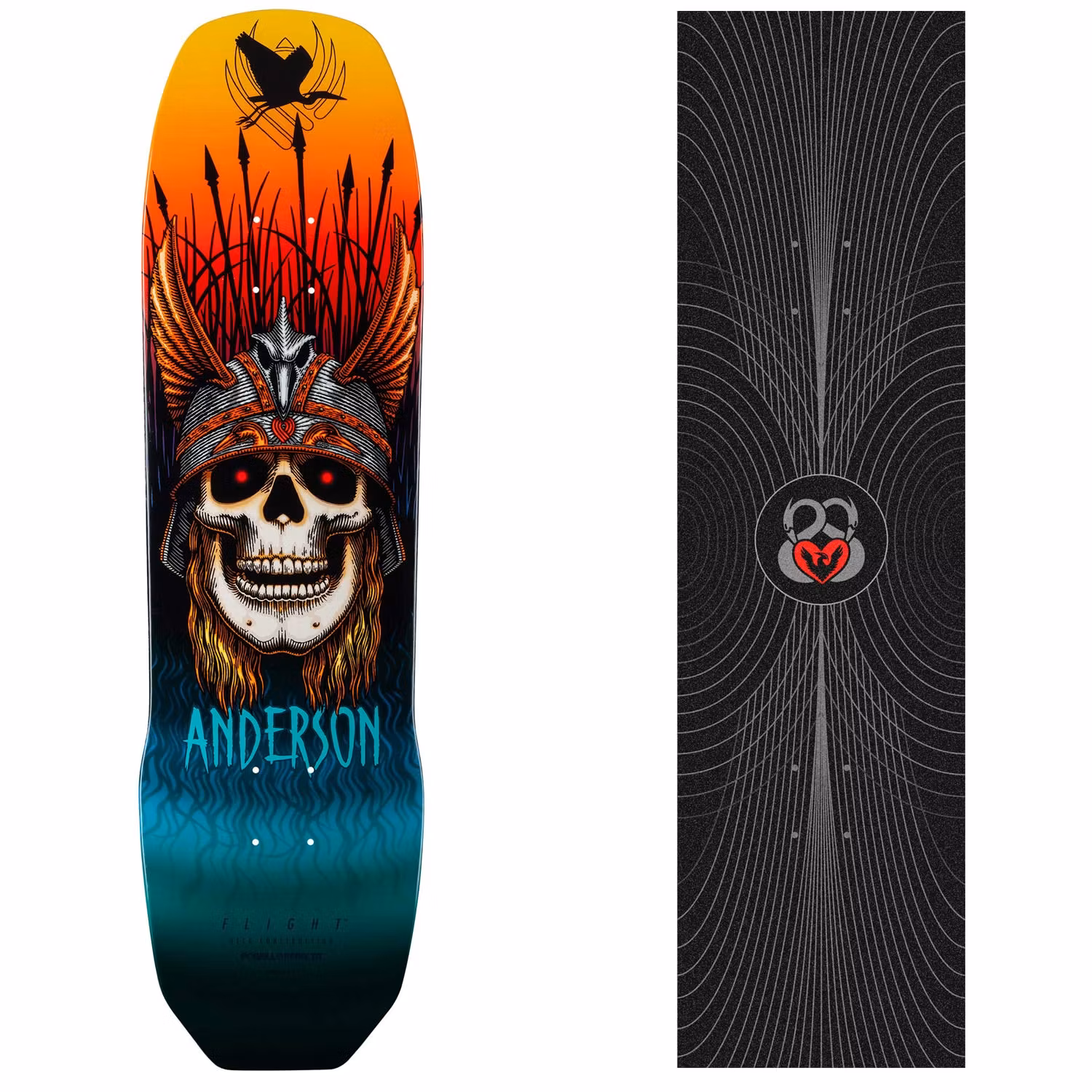 Powell Peralta Andy Anderson Heron Skull plus Power Lines Griptape Flight Deck 8.4 inch – Nordic Skateboard Supply