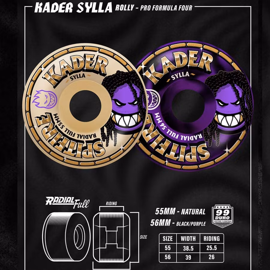 Spitfire Wheels Formula Four Kader Sylla Radial Full Black Purple Swirl Skateboard Wheels 99a 54mm shape – Nordic Skateboard Supply