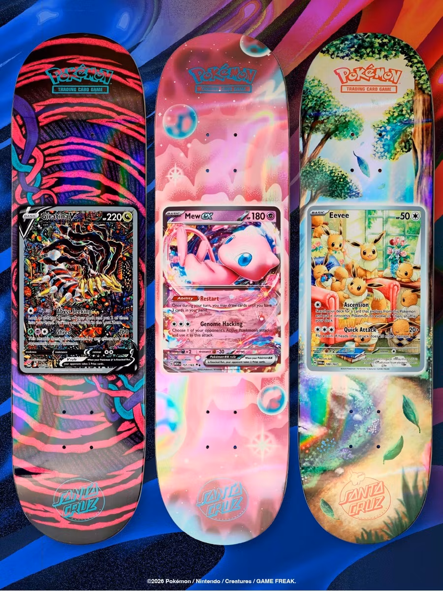 Santa Cruz Pokémon TCG Skateboard Deck Giratina V Mex EX Eevee– 2026 Mystery Blind Bag Mega - Nordic Skateboard Supply