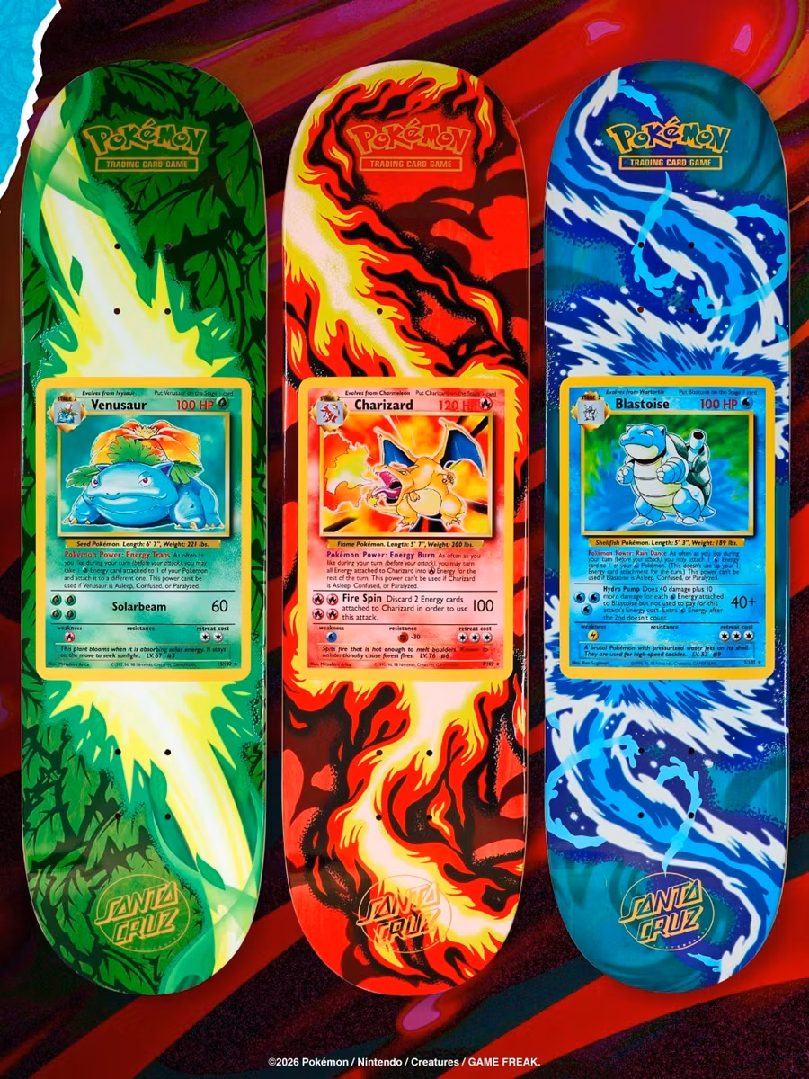 Santa Cruz Pokémon TCG Skateboard Deck – 2026 Mystery Blind Bag Venusar Charizard Blastoise - Nordic Skateboard Supply