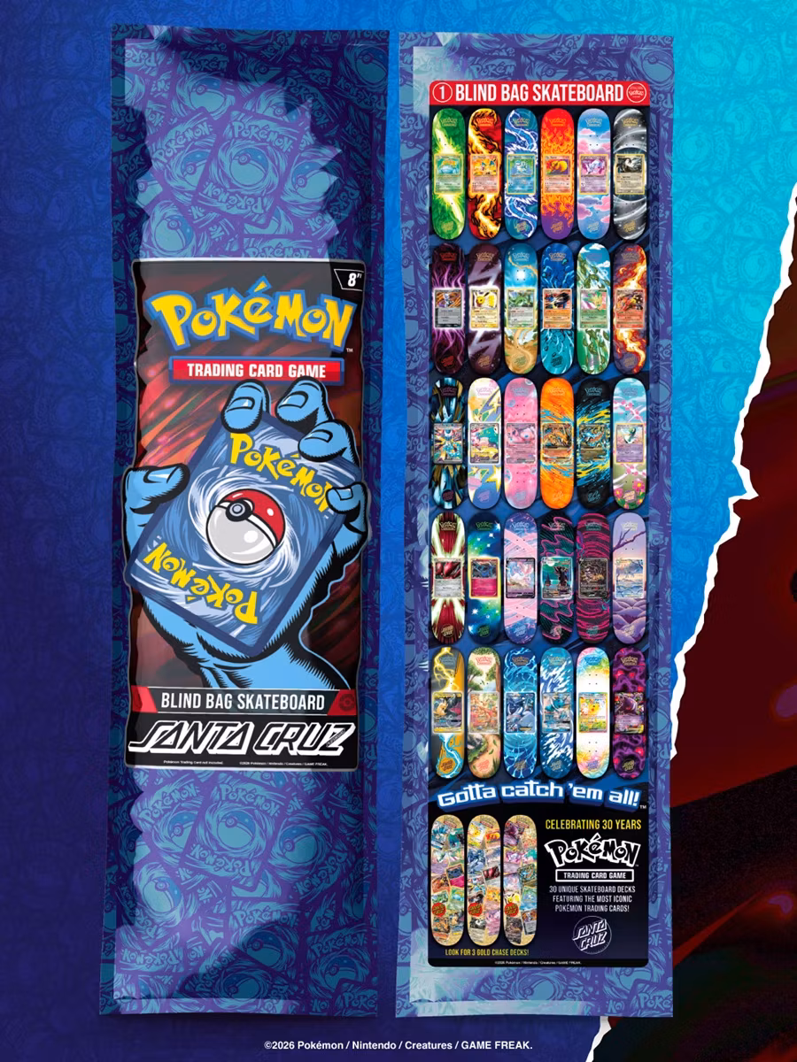 Santa Cruz Pokémon TCG Skateboard Deck – 2026 Mystery Blind Bag - Nordic Skateboard Supply