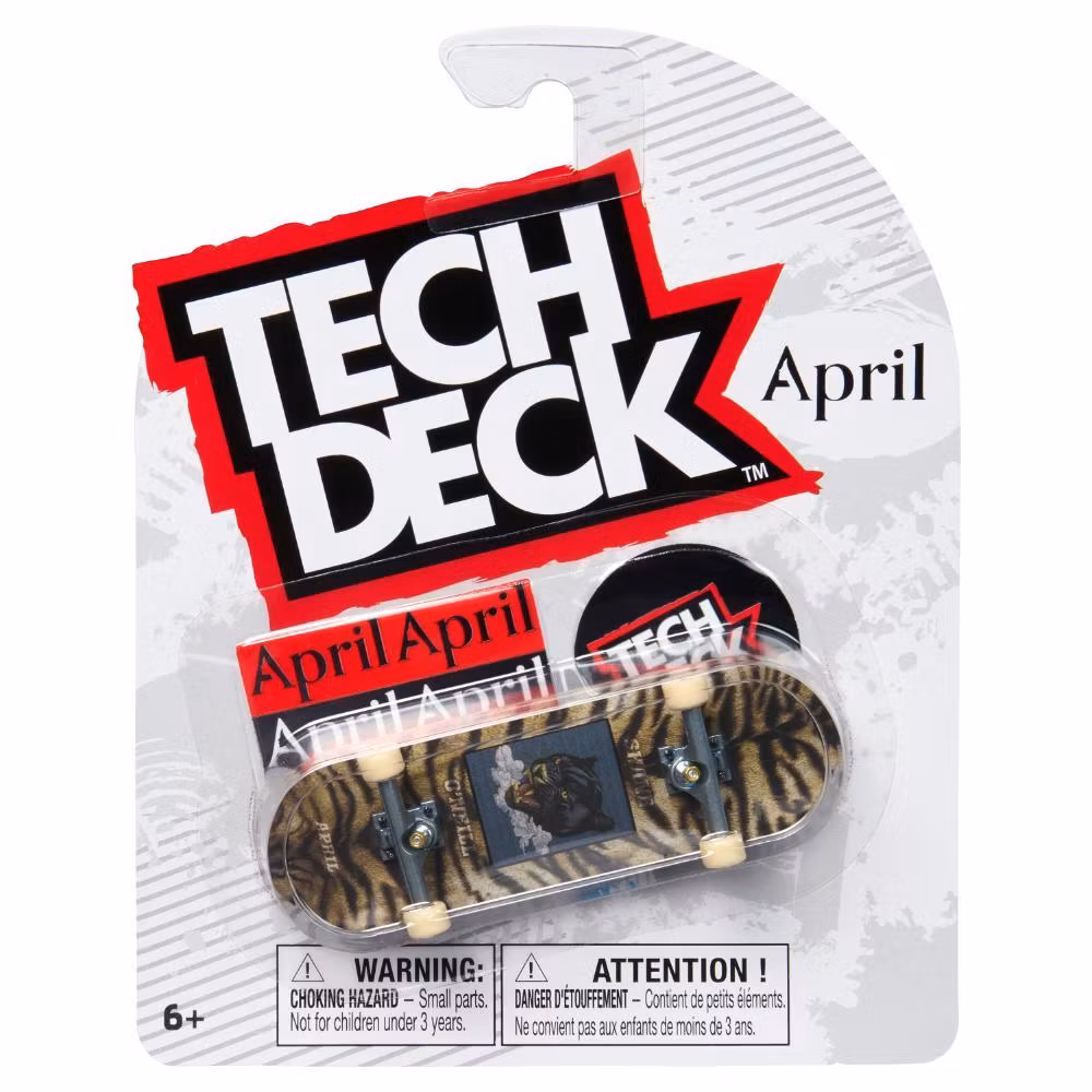 Tech Deck April Shane O'Neill Leopard 96mm – Complete Fingerboard packaging - Nordic Skateboard Supply