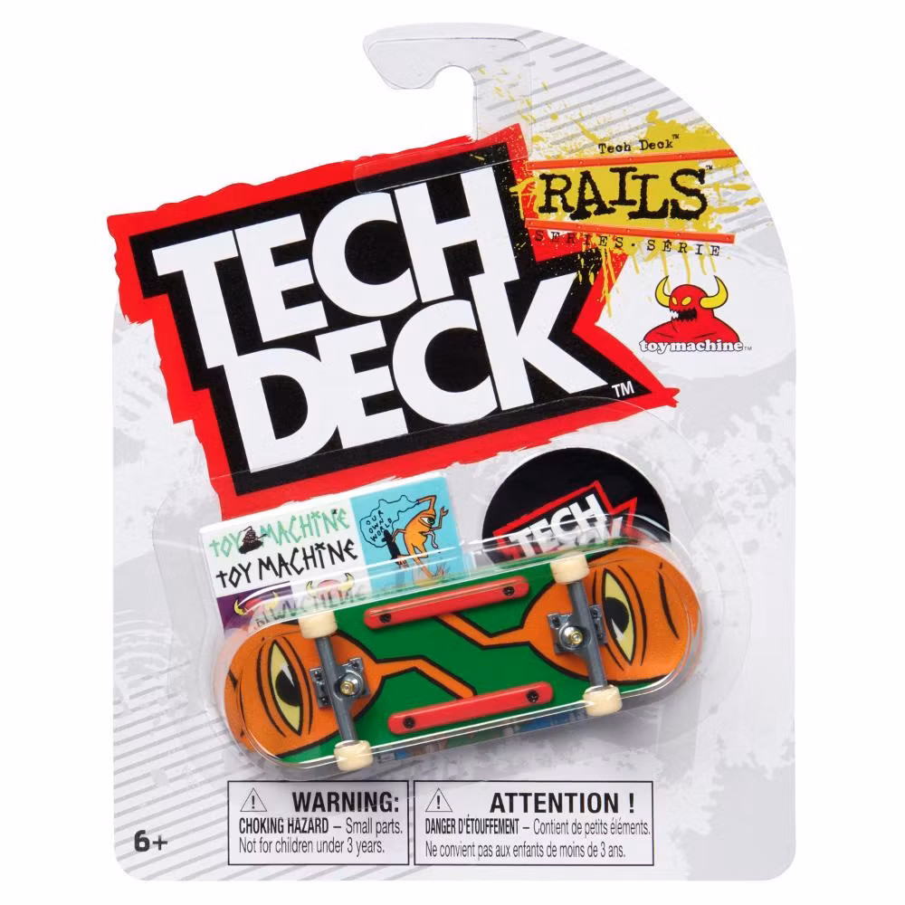 Tech Deck 96mm Toy Machine Sect Symmetrical Orange Rails – Complete Fingerboard packaging - Nordic Skateboard Supply