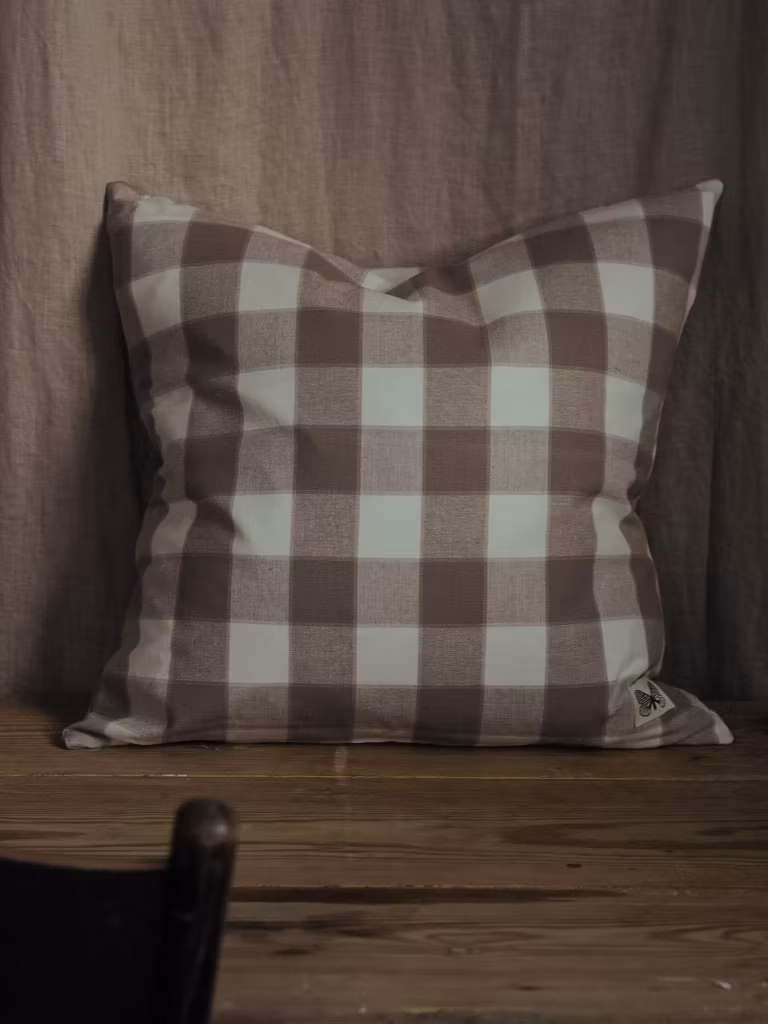 KUDDFODRAL 50X50 CM - BEIGE/VIT RUTIG