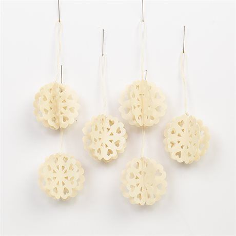 Julpynt - BISCUIT julhänge  6 st i naturvitt papper