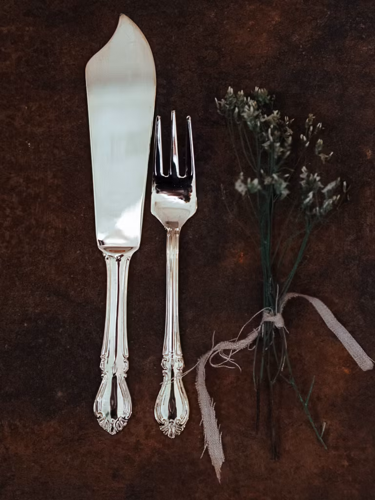 Tårtbestick i nysilver - VINTAGE