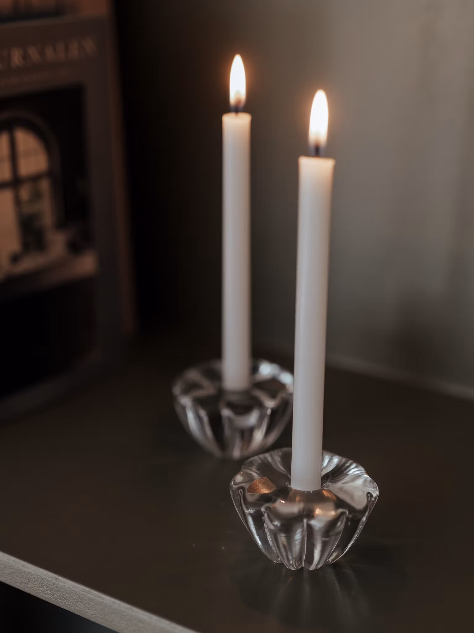 2 st små ljusstakar i glas - VINTAGE