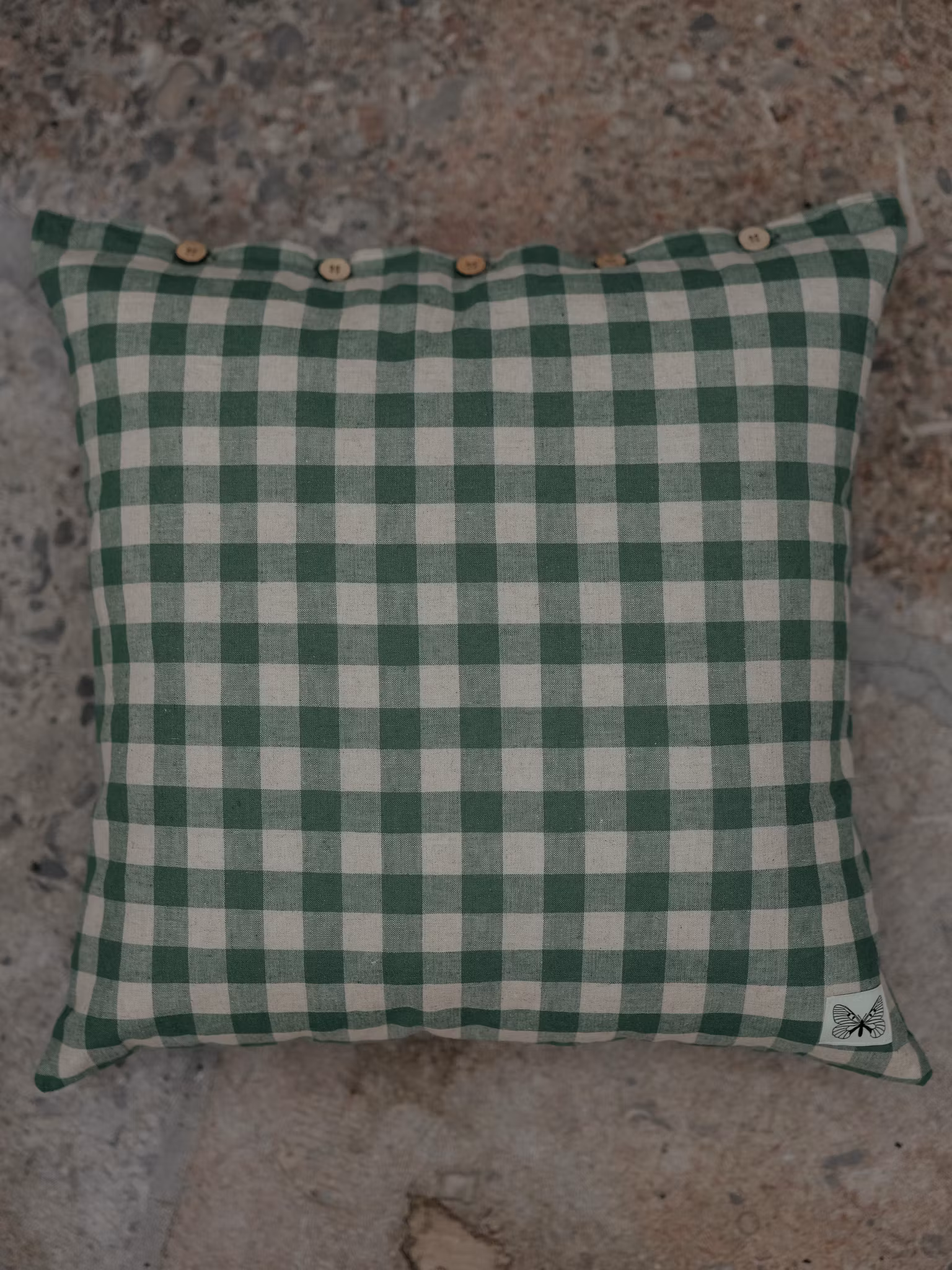 KUDDFODRAL 50X50 CM - RUTIG GRÖN/LINNEBEIGE