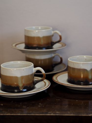 4 st kaffekoppar m. fat - VINTAGE