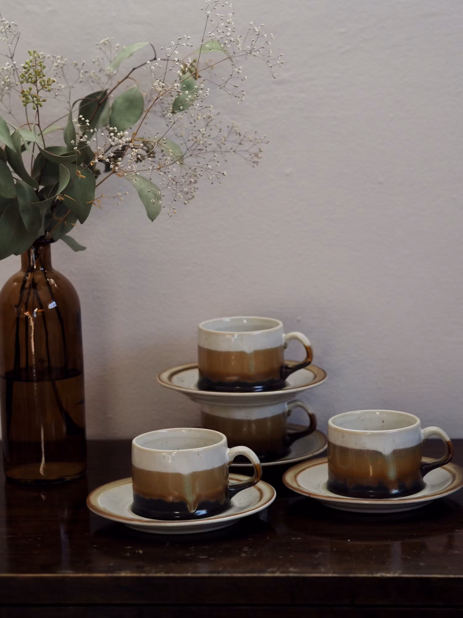 4 st kaffekoppar m. fat - VINTAGE