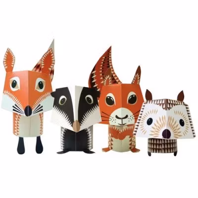 Pappersdjur pyssel - "Forest Family" eko