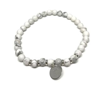 Vitt Howlite armband herr