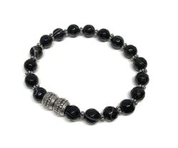 Killarmband svarta pärlor