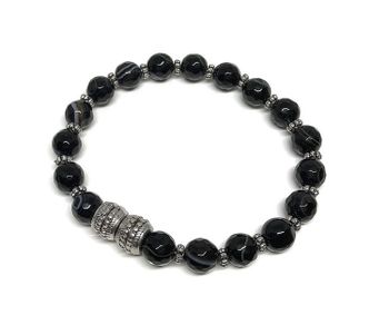 Killarmband svarta pärlor