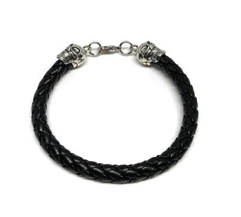 Svart tjockt läderarmband herr