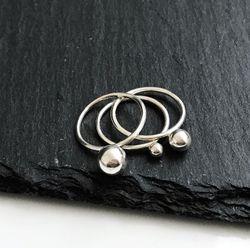 3-pack silverringar med kula