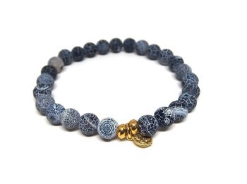 Svart elastiskt Agat armband