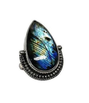 Stor Labradorit ring silver