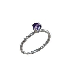 Kulring med lila sten silver