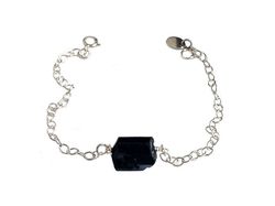 Svart rå Turmalin armband silver