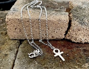Herrhalsband Ankh kors silver