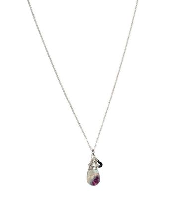 Halsband Fuchsit med rubin silver