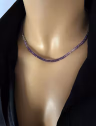 Kort Ametist halsband silver