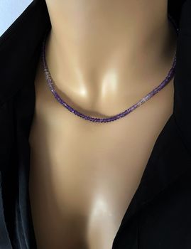 Kort Ametist halsband silver