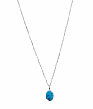 Halsband med oval Turkos sten silver