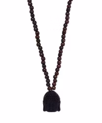 Brunt trähalsband med Buddha huvud